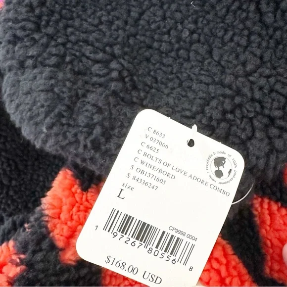 NEW Free People Movement Hit The Slopes Printed Hearts Pullover Fleece Jacket L - Picture 11 of 14